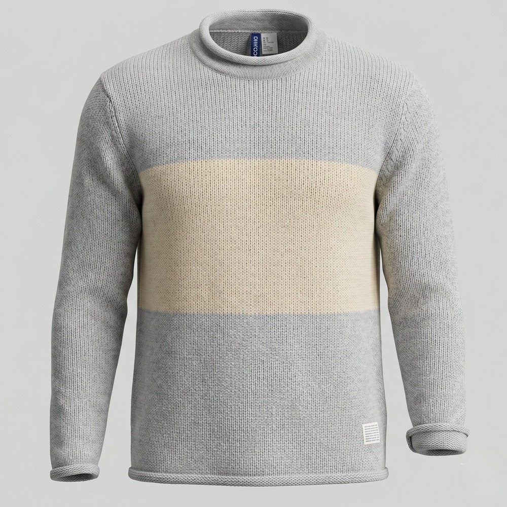 H&M Divided Mens M Gray Colorblock Sweater Crew Neck Wool Blend‎